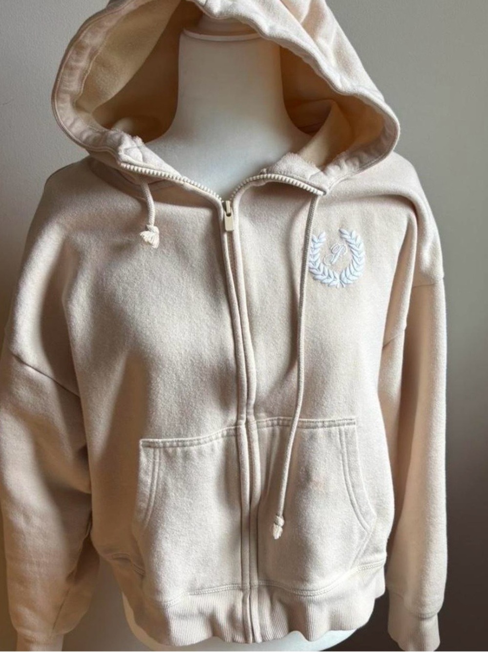 PINK Victoria's Secret Cream Zip-Up Hoodie Jacket